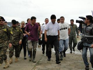 Evo Morales llega a Trinidad, ayer por la tarde