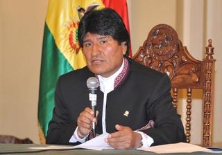 Morales con la prensa, ayer en La Paz