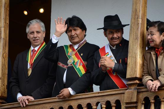 García Linera y Evo Morales, ayer en Sucre