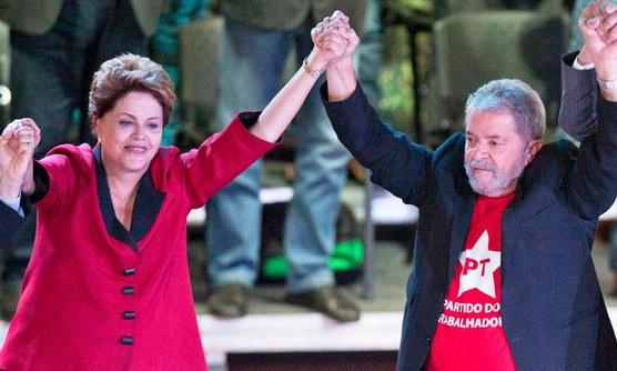 Dilma y Lula en acto del PT