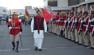 El presidente de Sri Lanka, Mahinda Rajapaksa, ayer en La Paz