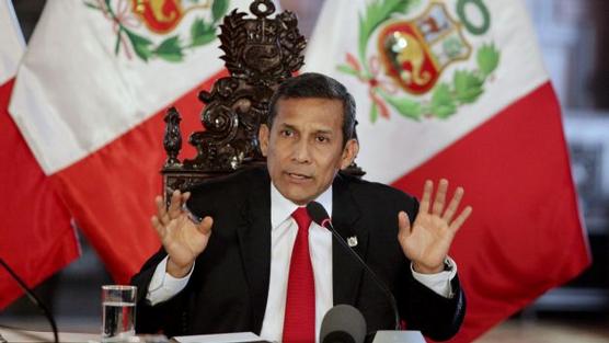 Ollanta Humala, ayer ante los periodistas en Lima