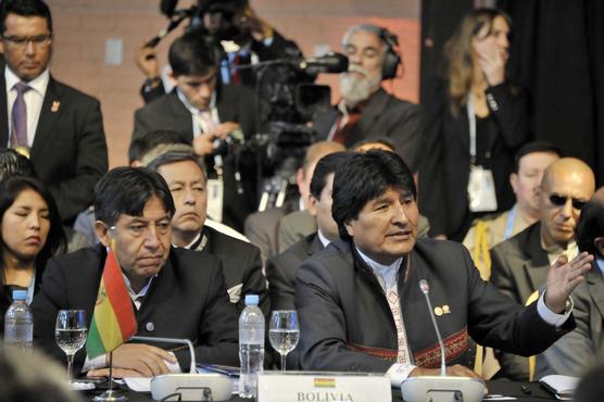 Evo Morales habla ayer en Parana