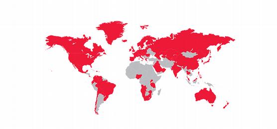 El mapa muestra, en rojo, a los países que en 2013 ya contaban con la cobertura 4G. 