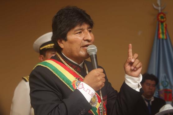 Morales habla ayer en Villa Tunari