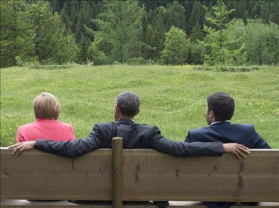 Merkel, Obama y Mateo Renzi, en un momento de relax en la cumbre 