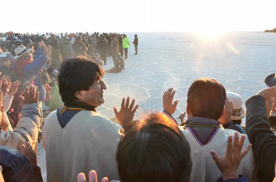 Morales ayer en el Salar de Uyuni