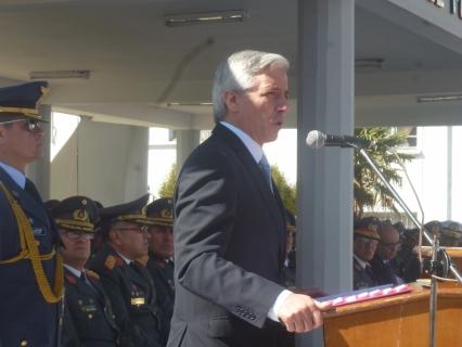 Garcia Linera durante el acto de reconocimiento a la delegación boliviana en Haiti