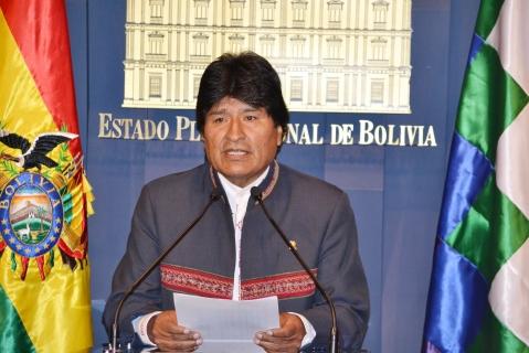Morales en el atril del Palacio Quemado, ayer