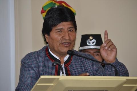 Morales durante un acto en La Paz