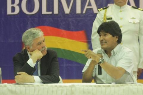 Morales y De Vido, ayer en Tarija
