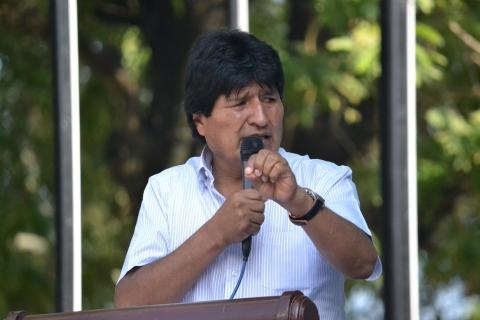 Morales durante el anuncio del incremento en las inversión publica