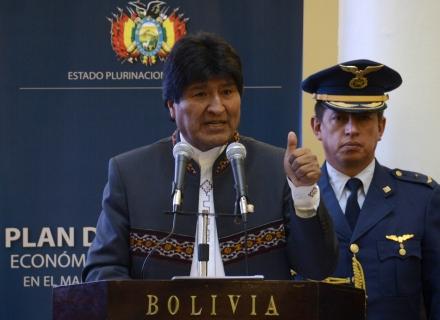 Evo Morales en  elPalacio de Gobierno, ayer en La Paz