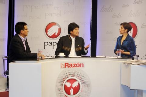 Evo Morales habla en un programa de tv de La Paz