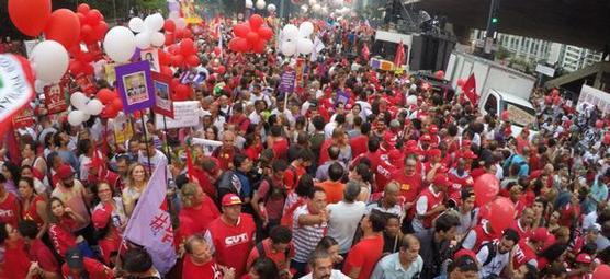 La movilización en Sao Paulo, ayer