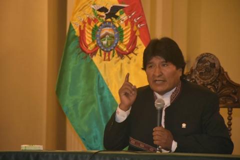 Morales ante los periodistas, ayer en La Paz