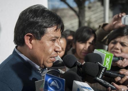 El canciller boliviano, David Choquehuanca ante la prensa, ayer