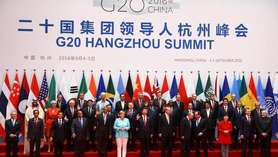 Los dirigentes del G-20 en la inauguración d ela cumbre de Hangzhou