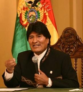 Morales durante el anuncio, ayer en La Paz