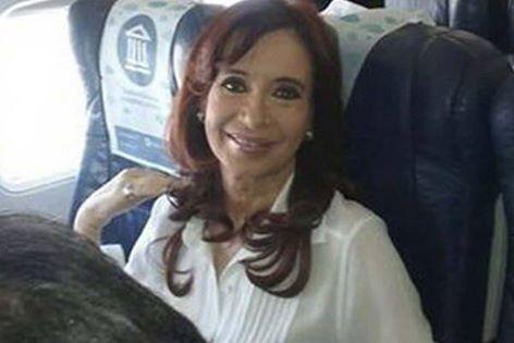Cristina en el avión ayer