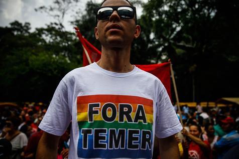 Una marcha contra el presidente brasileño Michel Temer