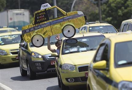 Taxistas protestando contra Uber en Rio