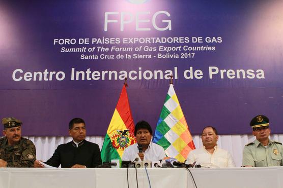 Evo Morales en la apertura del foro