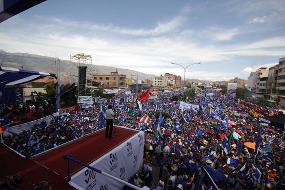 Evo Morales el sabado en Cochabamba