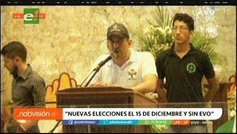 Camacho pide nuevas elecciones y la renuncia de Evo Morales