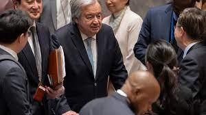 Guterres  a su llegada para asistir a la reunión del Consejo de Seguridad